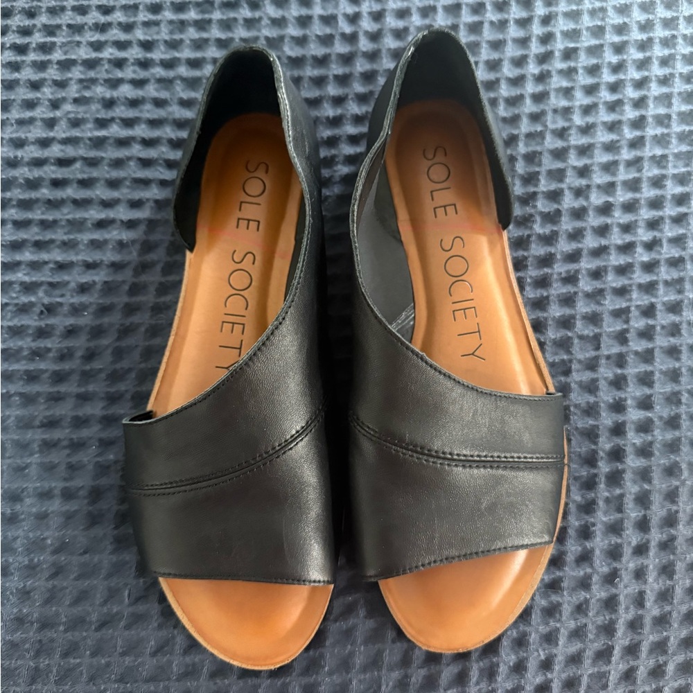 Sole Society Black Open-Toe Flats